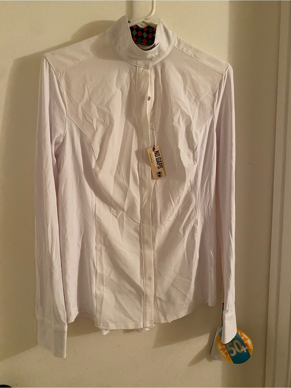 White Stand-Collar Long-Sleeve Dress Shirt by